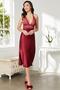 Satin Lace Women's Nightgown - 905 Claret Red