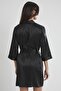 Satin Women's Dressing Gown - 1010 Black - 4