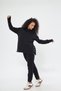 Black Color Slit Detailed Sweatshirt with Snap Fasteners and Hood, Three Thread Cotton - 4
