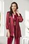 Velvet Satin 3 Piece Women's Pajama Set - 2050 Burgundy - 2