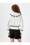 Knitwear Cardigan Shirt Collar Buttoned Heart Patterned Long Sleeve - 4