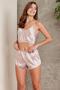 Satin Women's Shorts Set with Crop - 467 Powder - 2