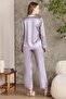 Satin Piping Women's Pajama Set - 1200 Royal - 2