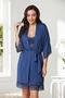 Combed Cotton Lace Women's Nightgown and Dressing Gown Set - 4020 Navy Blue