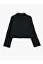 Crop Shirt Jacket Pocket Detailed Long Sleeve Snap Closure - 2