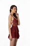 Satin Lace Women's Nightgown - 645 Claret Red - 3