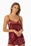 Velvet Satin Women's Shorts & Comb Set - 440 Claret Red