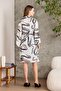 Satin Printed Women's Nightgown & Dressing Gown Set - 2430 Ecru - 3