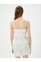 Pajama Top with Thin Straps, V-Neck, Embroidered Buttons - 4