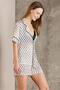3-Piece Women's Pajama Set with Satin Printed Crop - 1225 Ecru