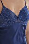 Satin Lace Women's Nightgown - 600 Navy Blue - 4