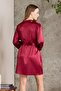 Satin Women's Dressing Gown - 1010 Claret Red - 2