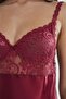 Satin Lace Women's Nightgown - 665 Claret Red - 2