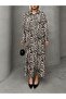 Leopard Print Side Slit Oversize Dress Brown 9262-E - 2