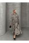 Leopard Print Side Slit Oversize Dress Brown 9262-E