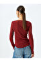 Boat Neck Asymmetrical Floor Detailed Long Sleeve T-Shirt - 4