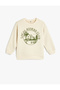 Oversize Sweatshirt Nature Print Detail Crew Neck Long Sleeve
