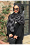 Black Color Checkered Women's Winter Shoulder Shawl - 2