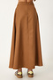 Women's Camel Pocket Jacquard Suede Flared Skirt Rg00045 - 7
