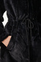 Women's Black Zippered Oversize Furry Plush Coat RV00149 - 5