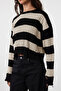 Black Crop Wide Fit Striped Knitwear Sweater Twoaw24Kz00905 - 2