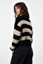 Black Crop Wide Fit Striped Knitwear Sweater Twoaw24Kz00905 - 4
