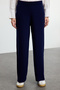 Navy Blue Color-Blocked Slit Detailed Vest-Pants Knitwear Set Tctaw24Us00087 - 3