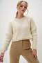 Women's Cream Crew Neck Knitwear Crop Thick Sweater Alc-X13135 - 2