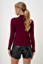 Women's Burgundy Half Turtleneck Two Yarn Blouse Alc-X13037 - 6
