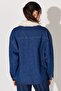 Loose Fit Relaxed Cut 100% Cotton Buttoned Women's Blue Sherpa Collar Jean Denim Jeans Jacket - 8