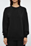 Siyah Oversize Kalıp Wide Leg/Geniş Paça Örme Sweatshirt/Alt Eşofman Takımı TWOAW25EM00004 - 3