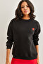 Women's Black Heart Embroidered Thick Sweatshirt Swt-19000685 - 4