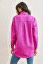 Women's Fuchsia Sequined Wool Effect Oversize Winter Shirt Gml- 19001157 - 2