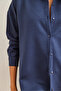Women's Navy Blue Wool Effect Winter Basic Shirt Gml- 19001256 - 4