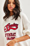 Women's Ecru Sunday Appliqued Raised Sweatshirt Swt- 19000693 - 2
