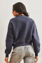 Women's Anthracite Pearl Detailed Shardonlu Crop Thick Sweatshirt Swt-19000663 - 3