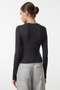 Antrasit Viskon Bisiklet Yaka Crop Esnek Örme Bluz TWOAW24BZ00116 - 5