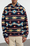 Lacivert Unısex Oversize/Geniş Kesim Desenli Şerpa Polar/Peluş Kapüşonlu Sweatshirt TMNAW25SW00147 - 3