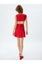 Mini Dress Sleeveless Square Neck Back Lace up Bell Hem Detail - 4