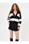 Half Zipper Sweater Knitwear Long Sleeve Color Block - 2