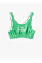 Crop Tank Top Terry Fabric Palm Embroidery Detailed Cotton