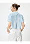 Crop Shirt with Pocket Detail, Short Sleeves, Buttoned, Classic Collar - 4