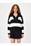Half Zipper Sweater Knitwear Long Sleeve Color Block - 3