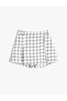 Tweed Shorts Skirt Plaid Elastic Waist - 3