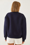 Women's Navy Blue Heart and Text Printed Sweatshirt Mbhs023 60601023 - 2