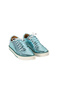 Genuine Leather Metallic Water Green Women's Sneakers - 3