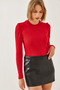 Women's Red Princess Sleeve Ribbed Blouse 2111 60351109 - 5