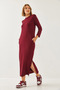 Women's Burgundy Modal Fabric Long Dress 60351127 - 5