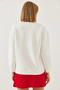 Women's Beige Three Thread Ribbed Printed Sweatshirt 55447 60351120 - 3