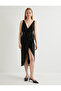 Sequin-Embellished Evening Dress, Midi Length, Double-Breasted Collar, Deep Slit, V-Neck - 3